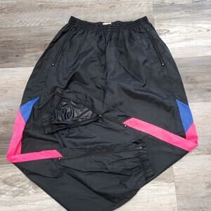 Vintage 80s Nike Black Pink Blue‎ Neon Mens L Ankle Zip Windbreaker Track Pants